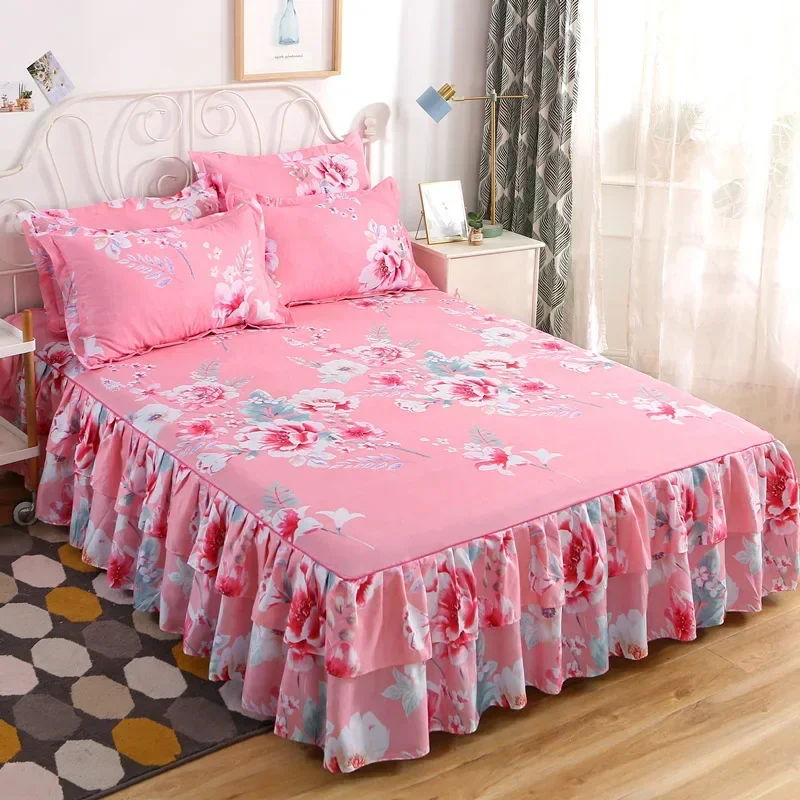 Bed Sheet Lace Skirt Elastic Fitted Double Bedspread Mattress Cover Bedding Elastic King Size Bedsheet