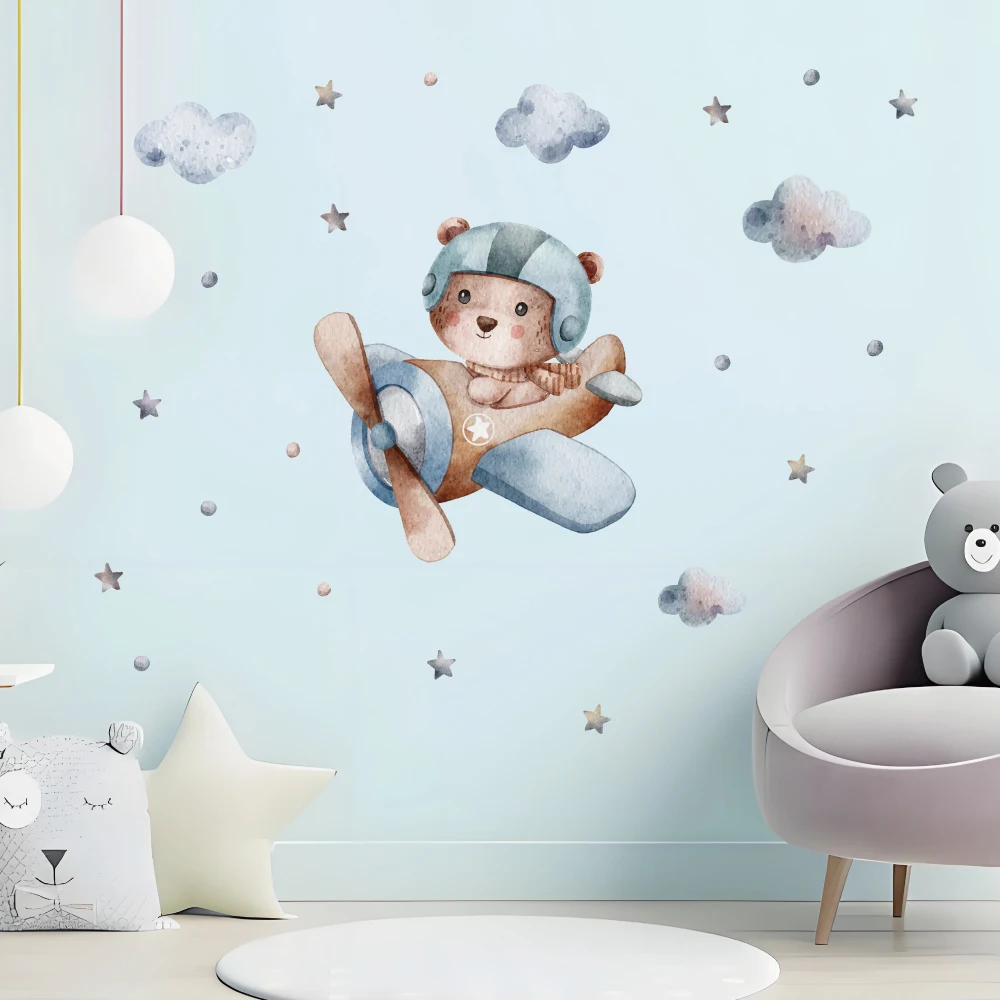 Cartone animato Orso Buona notte Bambini Adesivi da parete Bambini