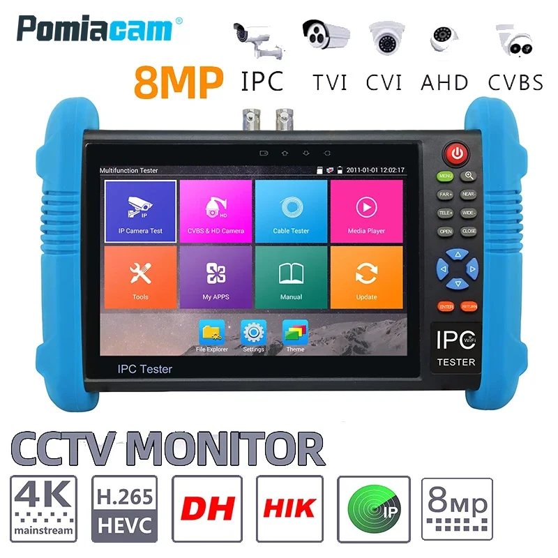 • Plus 7 Pollici 6-In-1 Ip Hd Cctv Tester Monitor H.265 4K Ip 8Mp 5Mp 1080P Analogico Ahd Tvi Cvi Sdi Camera Tester Onvif