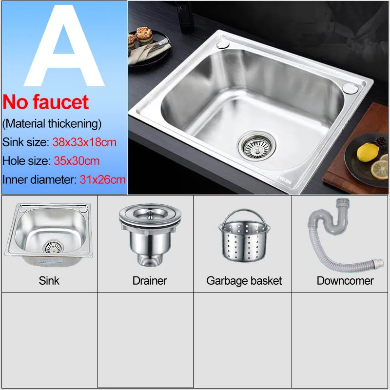 Thickened Single Slot 304 Stainless Steel with Bracket Hanging Wall Sink Balcony Basin Kitchen Wash Basin Wash Basin