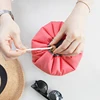 Women Lazy Drawstring Cosmetic Bag New Travel Round Makeup Organizer Make Up Pouch Waterproof Toiletry Storage Bag 5