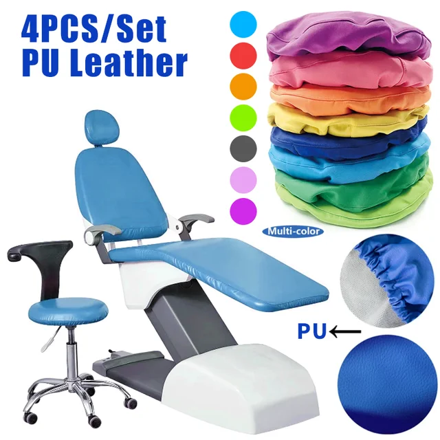 4Pcs/Set Dental Chair Seat Cover Unit PU Leather Elastic Waterproof Protective Protector Case Dentistry Seat Cover Lab Equipment