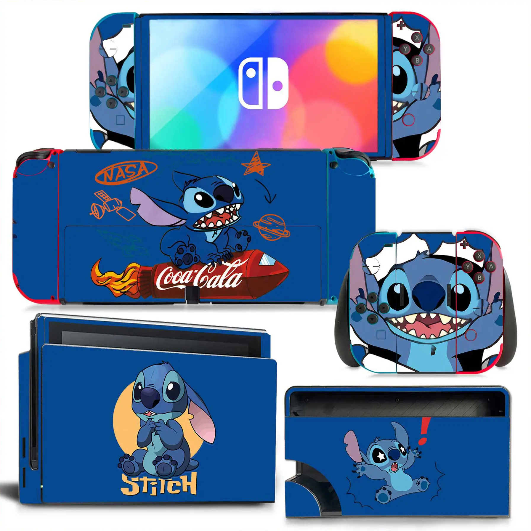 Stitch sticker skin Charging Dock Station Cover Protective Shell for Nintendo Switch Oled NS Console Crystal Protector Skin 