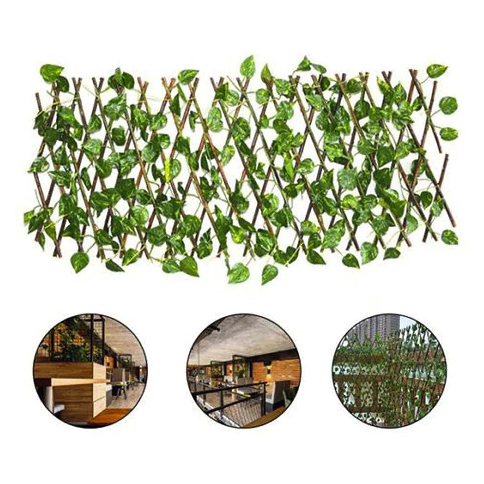 Retractable Artificial Privacy Fence Faux Ivy Leaf Hedges Fence Indoor Outdoor Garden Deck Balcony Screen Garden Home Decoration