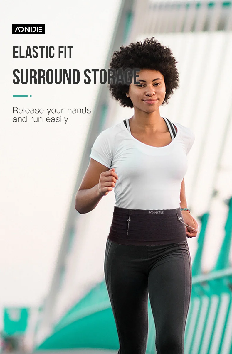 AONIJIE W8116 E4201 트라이 애슬론 마라톤 사이클링 등산을위한 새로운 짠 탄성 스포츠 허리 팩 러닝 레이스 번호 벨트