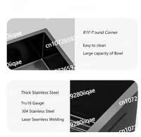 อ่างล้างจานมุมแบบติดตั้งใต้เคาน์เตอร์ ขนาด 30 นิ้ว ผิวซาติน ขัดเงา สีทอง ผลิตจากสแตนเลสสตีลเกรด 16 เหมาะสำหรับใช้ในครัว 3