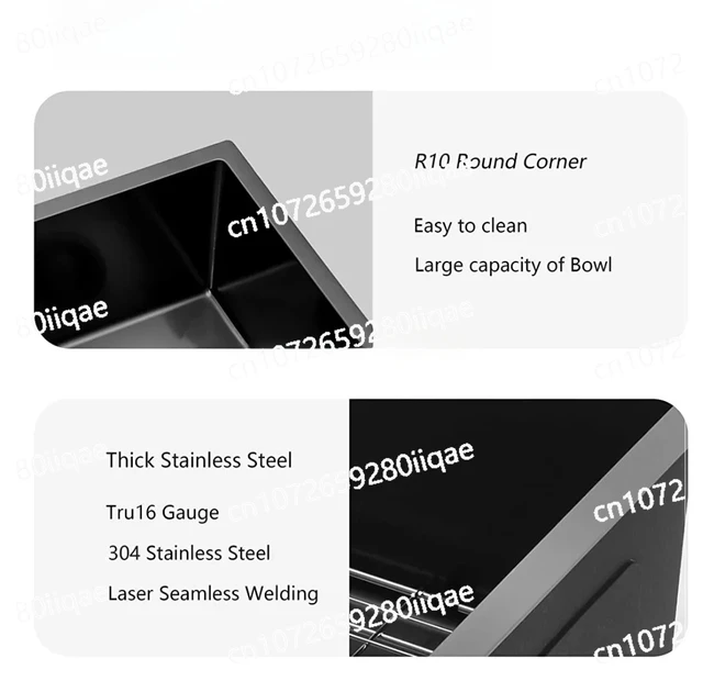 อ่างล้างจานมุมแบบติดตั้งใต้เคาน์เตอร์ ขนาด 30 นิ้ว ผิวซาติน ขัดเงา สีทอง ผลิตจากสแตนเลสสตีลเกรด 16 เหมาะสำหรับใช้ในครัว 3