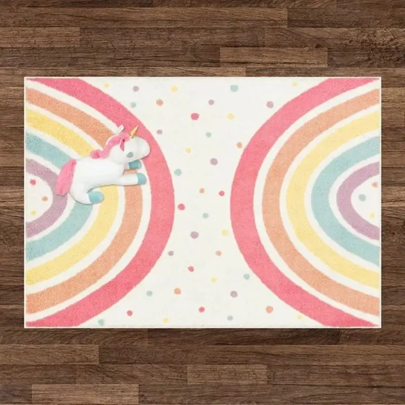 Shaggy Bedroom Rugs for Kids Rainbow Fluffy Carpet Living Room Hairy Nursery Play Mat for Children Plush Baby Rugs Soft Foot Mat 2