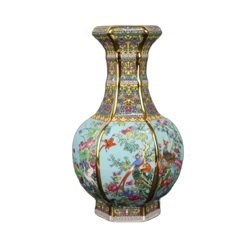 26CM Ceramic Vase Antique Collection Living Room Decoration Enamel Porcelain Home Furnishing Ornaments Housewarming Gift 5