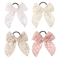 Fashion Cute Hollow Out Embroidered Flower Bows Hair Band Kids Hair Accessories Handmade Lace Headwear Girl Headdress Gift 1