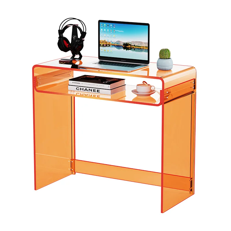 

Acrylic Transparent Dressing Table Simple Double Layer Office Computer Desk Makeup Small Table