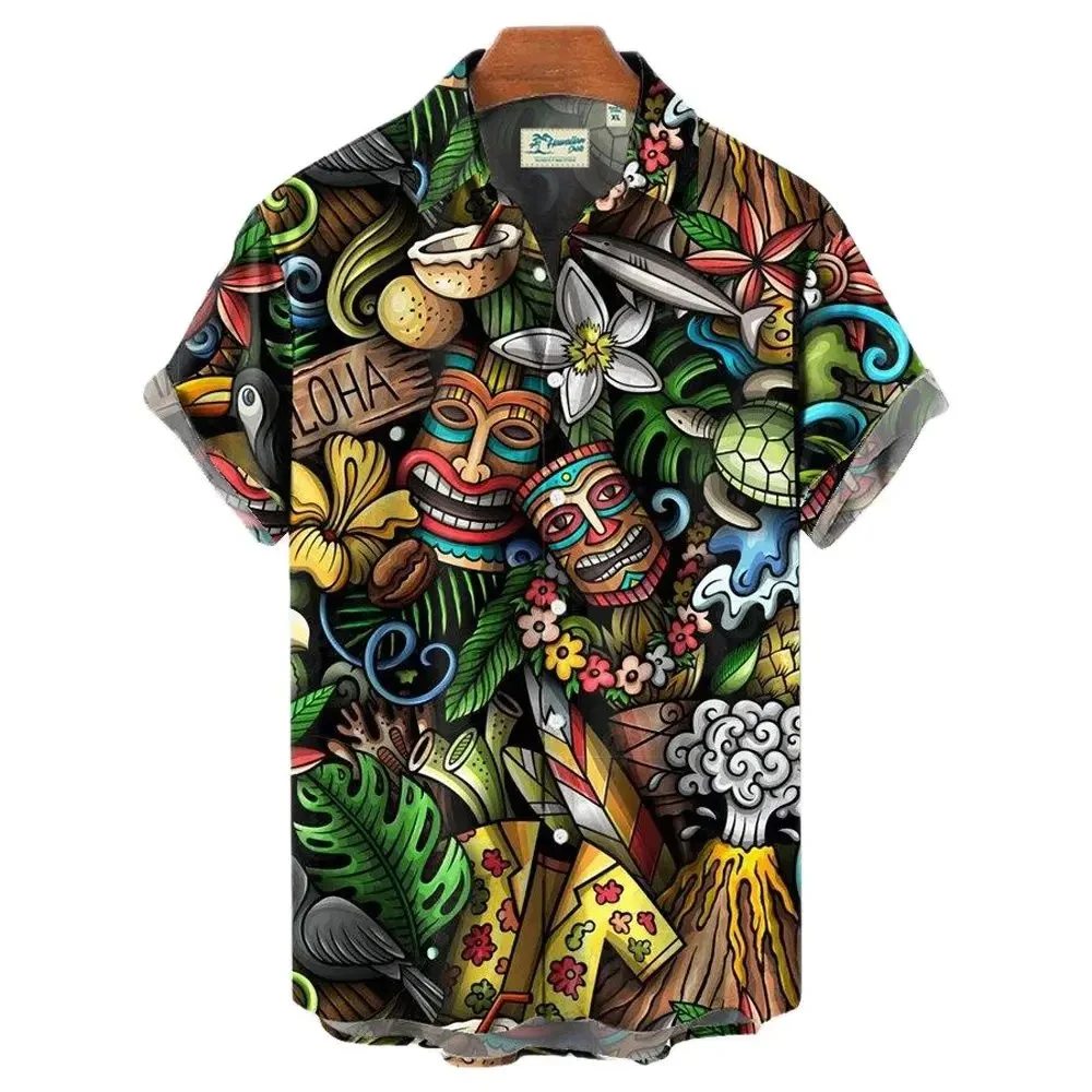 3d Skull Hawaiian Shirt for Man Oversized Casual Men's Shirts Streetwear Beach Summer Male Short Sleeve Blouse Trendy Tops Tees 5