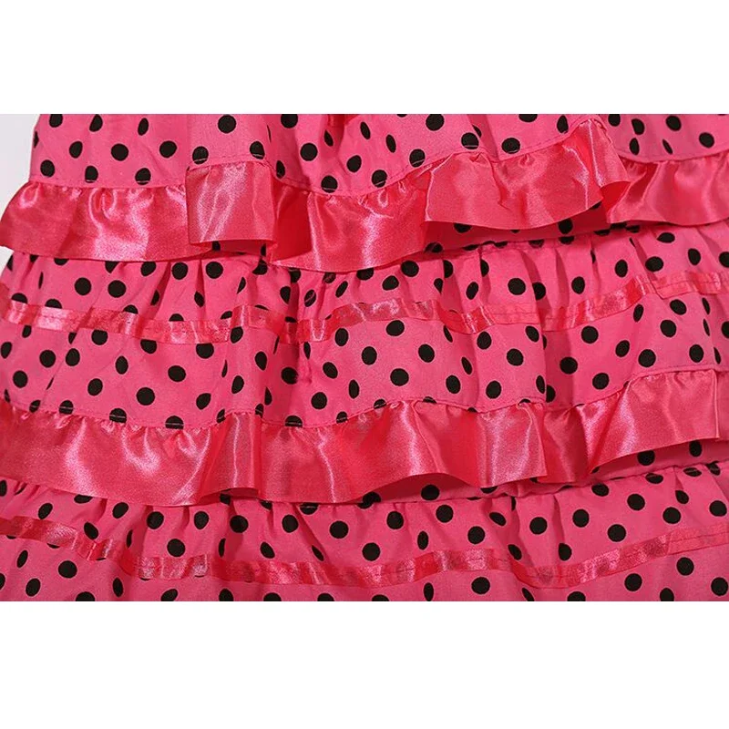 Traditional Spanish Flamenco Dance Dress For Girls Classic Flamengo Gypsy Style Skirt Bullfight Festival Mexican Girl Red