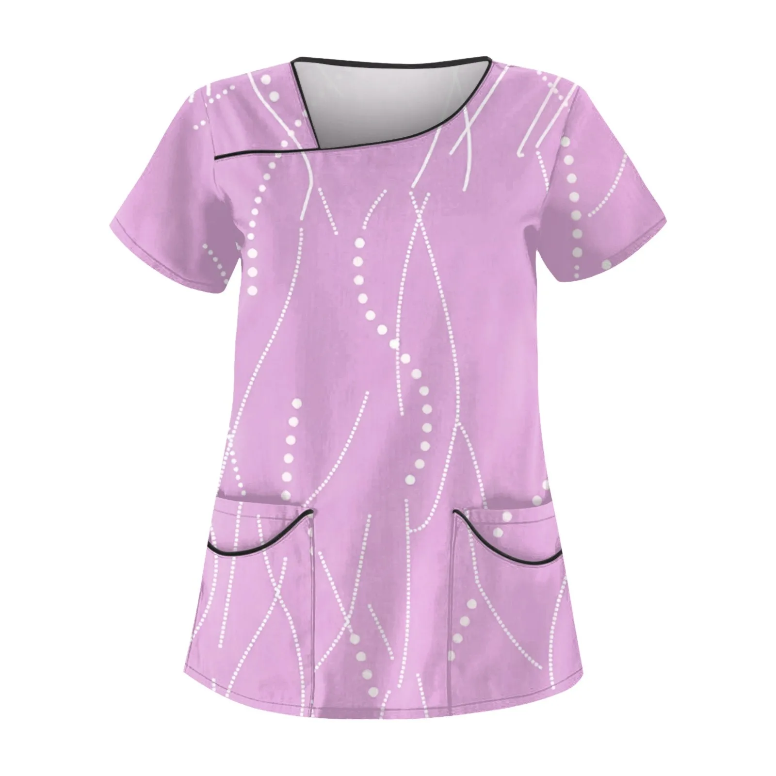 

Womens Nurse Uniform Scrubs Tops simple fashion Print Short Sleeve Pocket Overalls Uniforms Medical Nursing Blouse ropa de mujer
