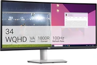 Dell S3423DWC Curved USB-C Monitor - 34-Inch WQHD (3440x1440) 100Hz 4Ms 21:9 Display, USB-C Connectivity, 2 x 5w Audio Output 1
