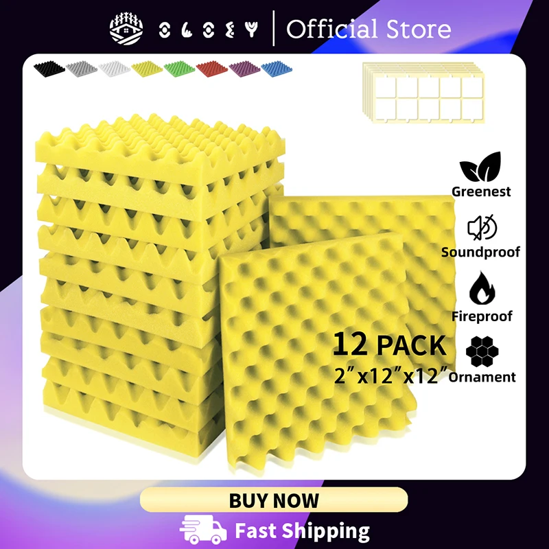 12 Pcs Studio Egg Crate Acoustic Insulation Sound Absorbing Panels