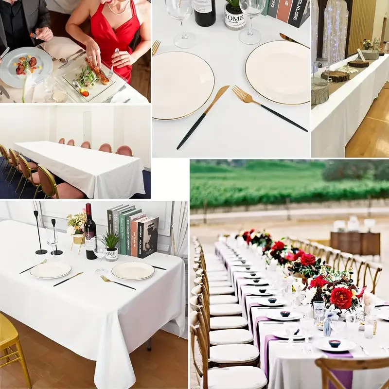 White Table Cloth Waterproof Anti Scratch Polyester Tablecloth Decorative Washable Fabric Table Cover Home Dining Buffet Party - Image 6