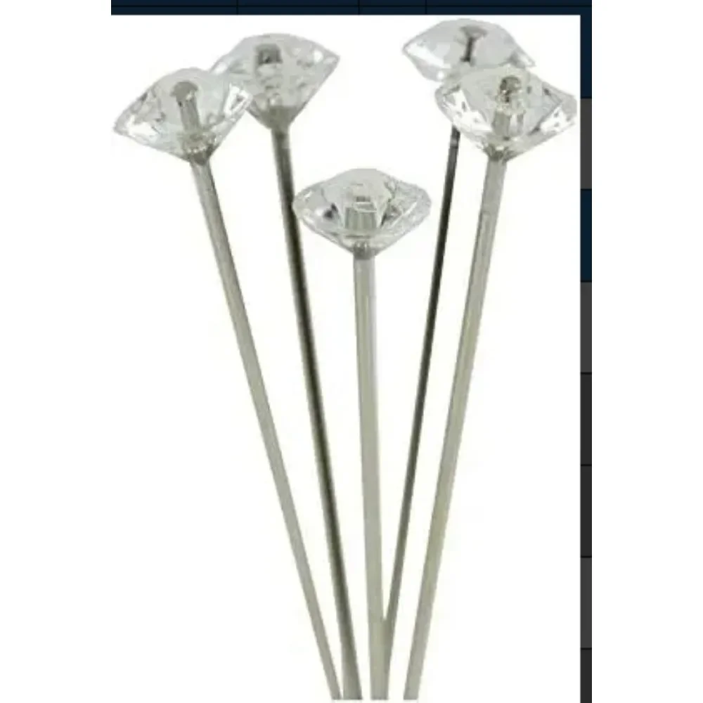1 상자 50Pcs 합금 핀 투명 다이아몬드 핀 DIY 웨딩 부케 핀 스티치 바늘 플라스틱 상자 바느질 액세서리
