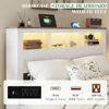 Bed Frame with Storage Bookcase Headboard and Footboard, Storage Wood Platform Bed Frame with Wood Slats Support, Noiseless LED 3