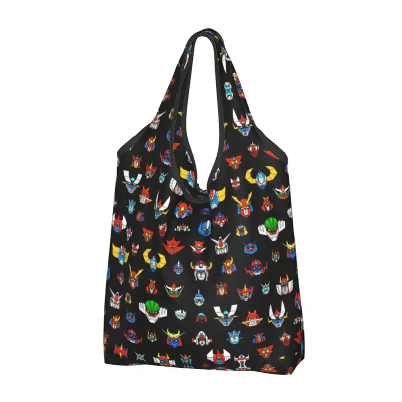 

Kawaii Ufo Robot Logo Shopping Tote Bags Portable Goldorak Grendizer Mazinger Z Groceries Shoulder Shopper Bag