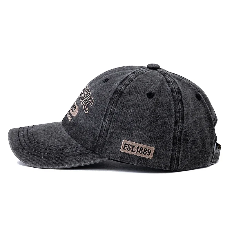 Hot Sale Retro Design Embroidery Classic 1889 Letter Baseball Cap Vintage Washed Cap Adjustable Dad Hats For Women Men