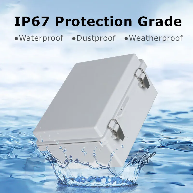 Scatola di Giunzione Elettrica, Custodia in Plastica ABS Impermeabile IP67, 100x150x90MM, Coperchio Incernierato, Piastra di Montaggio, Staffe, per Esterni, Progetti Domestici