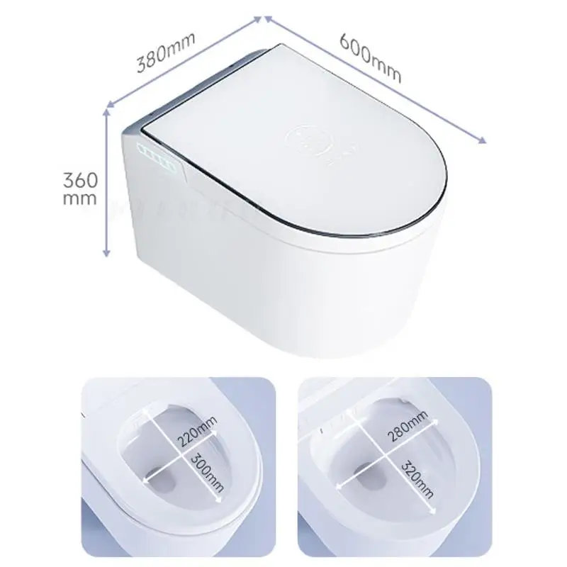 Wall-Mounted Smart Toilet In-Wall Intelligent Toilet Bidet with Bracket Heated Toilet Seat Built-In Tank Auto Open Space-Saving 2