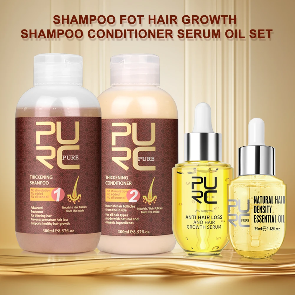 

PURC Shampoo for Hair Growth Men Women Fast Grow Hair Oil Serum Gel Ginger Rosemary Biotin Anti Hair Loss Treatment Spray Set