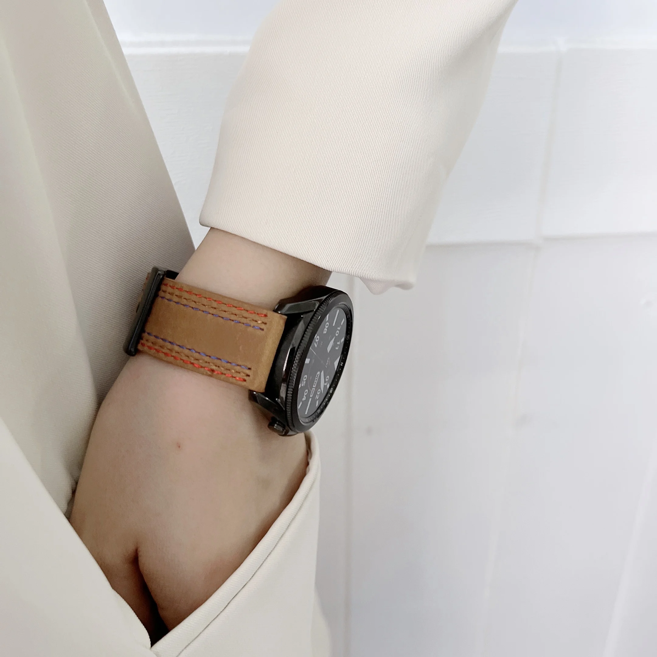 22mm 20mm Leather Strap for Samsung Galaxy Watch 4/5/6/5 Pro Huawei Watch 3/GT Bracelet Wristband for Amazfit GTR/Stratos Correa