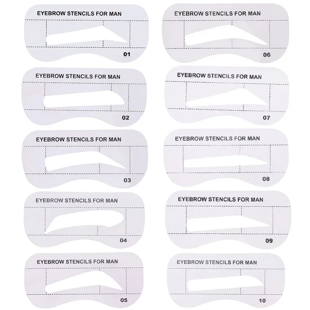 Eyebrow Stencil Tool 10Pcs/Set Beauty Eyebrow Stencil Eye Brow Shaper Kit Make Up Template Set Cosmetic Eyebrow Template For Men