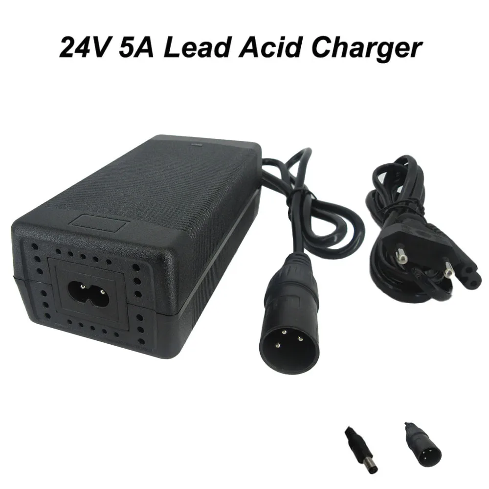 

24V 5A Lead Acid Ebike Charger 24 Volt 28.8V 5A Electric Bike Bicycle Scooter Wheelchair Golf Cart Battery Fast Charger with Fan