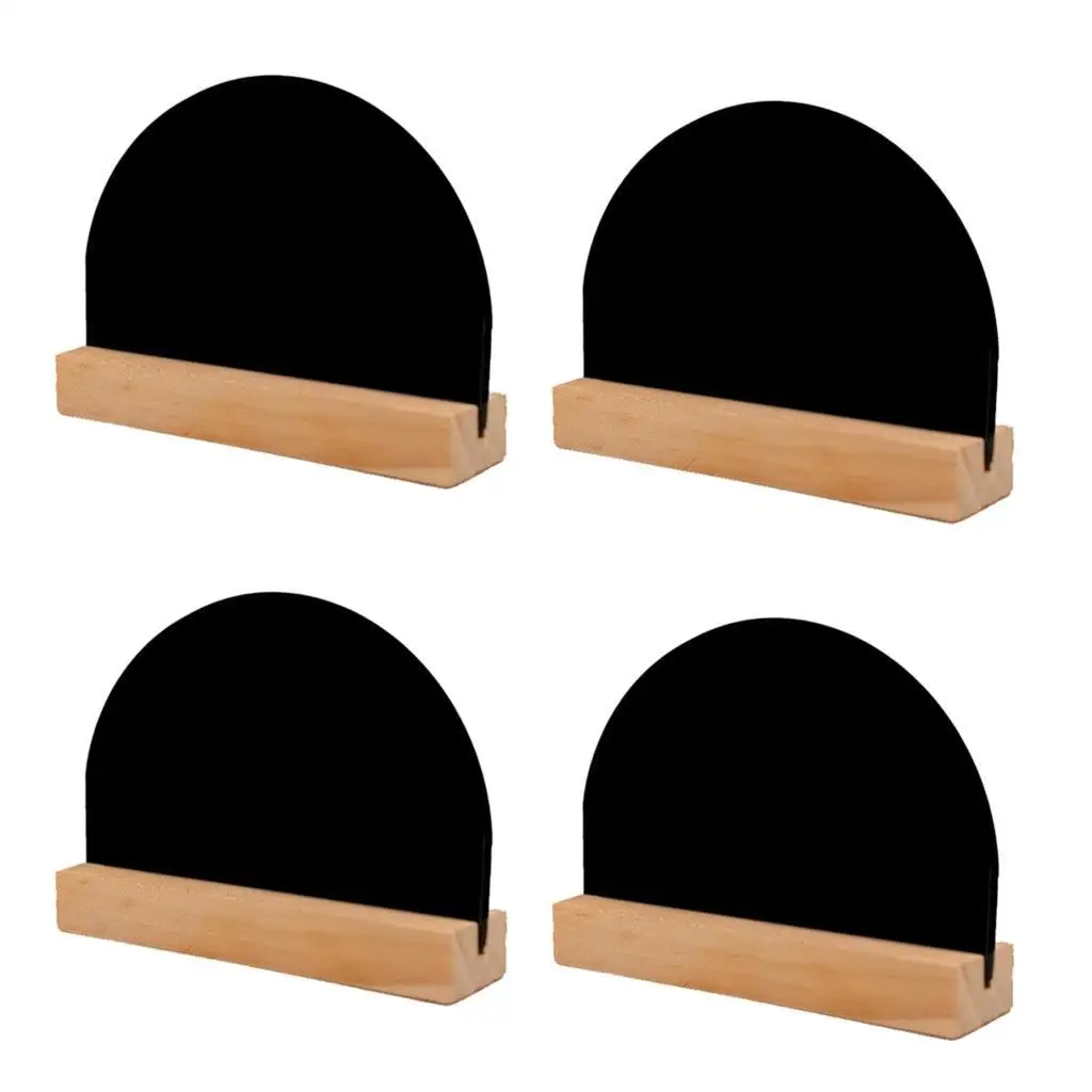 

4x Removable Mini Wood Double Sided Blackboard Half-round Message Board Base