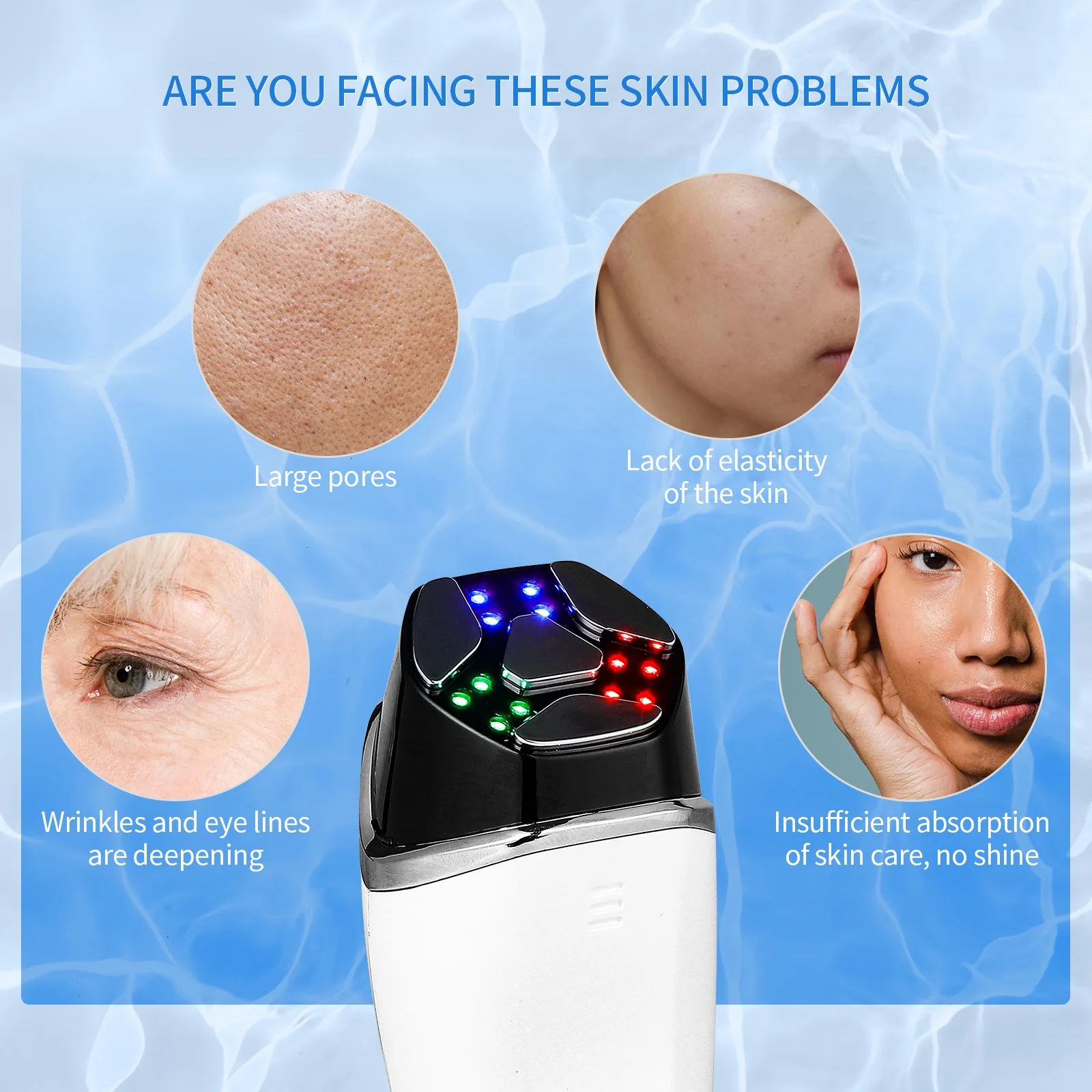 Facial Massager EMS Microcurrent LED Facial Anti-Wrinkle Pulse Beauty Device Neck Lifting Tightening Face Slimming Double Chin Edema Remover