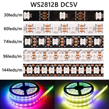 Bande lumineuse Led DC5V WS2812B, 30/60/74/96/144 diodes/m, adressable individuellement, intelligente, 5050RGB, WS2812, Pixels, IP30/65/67 1