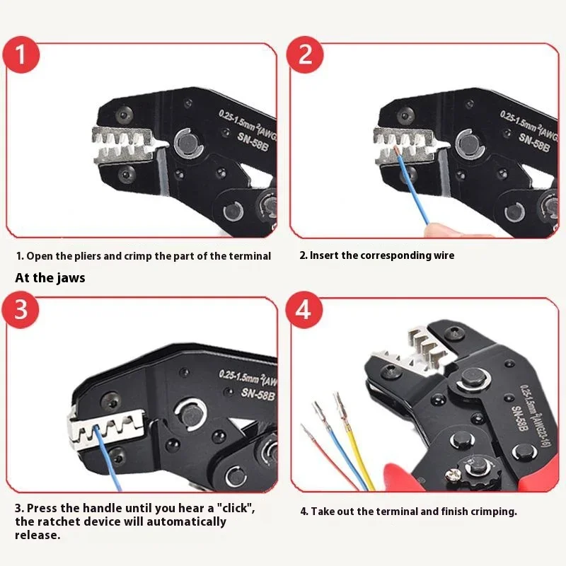 Multi Jaw Crimping Pliers Kit for Automotive Plug-in Crimping Pliers  Bare Terminals Insulated Terminals Tubular Terminals 5