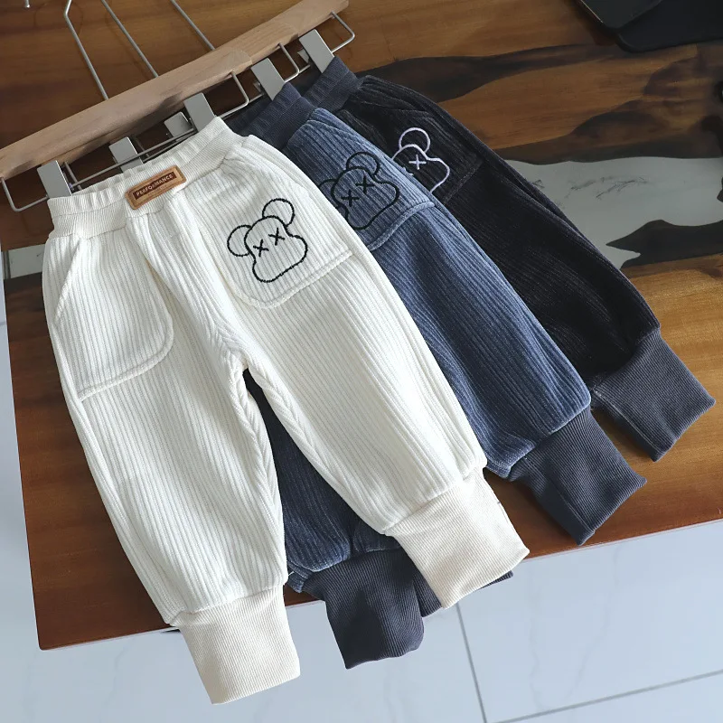 Autumn and Winter Baby's New Pants Boys and Girls' Plush Casual Pants Children's Warm Thickened