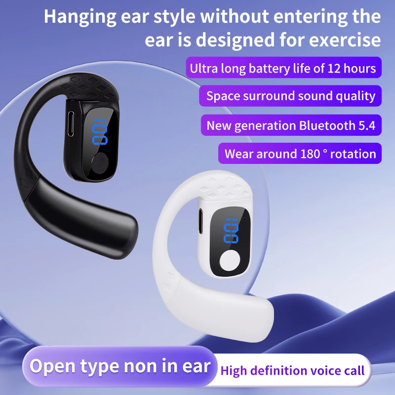 รูปสินค้า หูฟังไร้สาย Bluetooth 5.4 ปรับได้ 180 องศา ใช้งานได้ทุกที่ทุกเวลา
