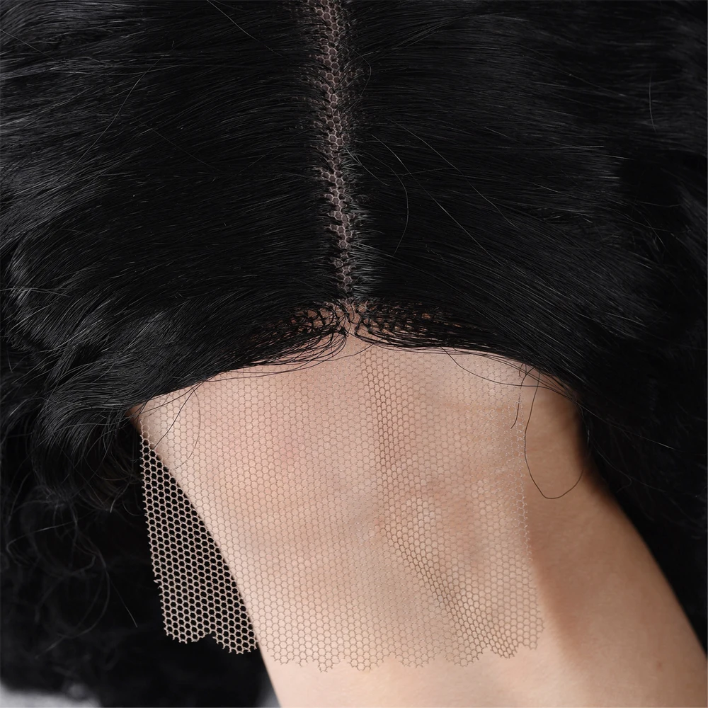 Parrucche sintetiche con frontino in pizzo, 34 pollici, capelli ricci lunghi, parrucche con frontino in pizzo per donna, colore marrone ombré, parrucca cosplay con frontino in pizzo HD, resistente al calore - immagine 3
