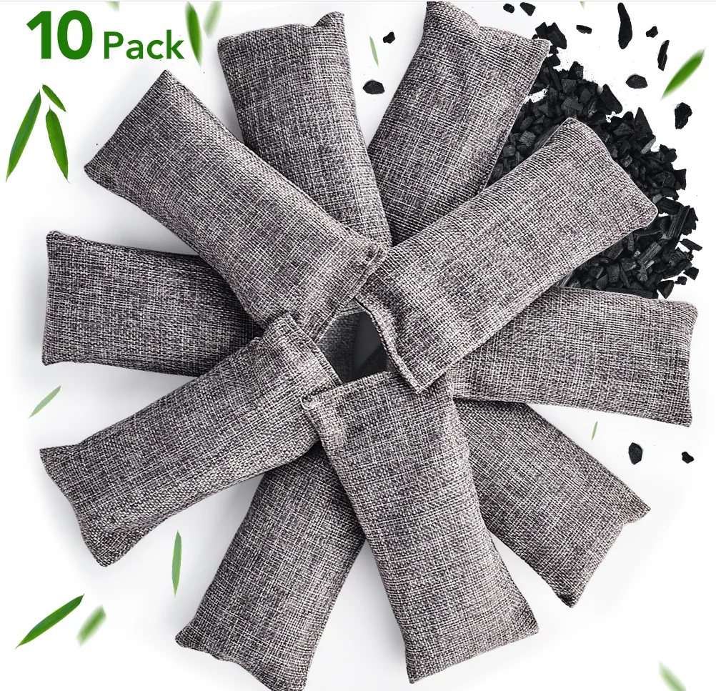 Bamboo Charcoal Air Purification Bags - Moisture & Odor Absorber (10-Pack)