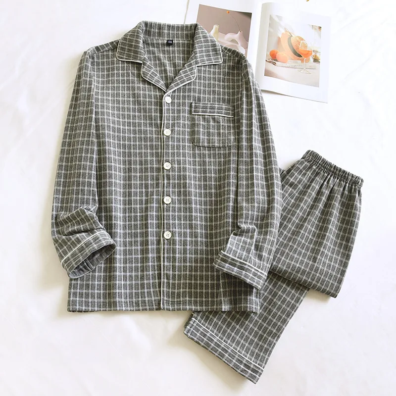 2026 Neues kariertes Pyjama-Set für Paare für Herbst- und Winterwärme, langärmelige Hosen für Männer und Frauen, zweiteilige Hauskleidung – Detail 8