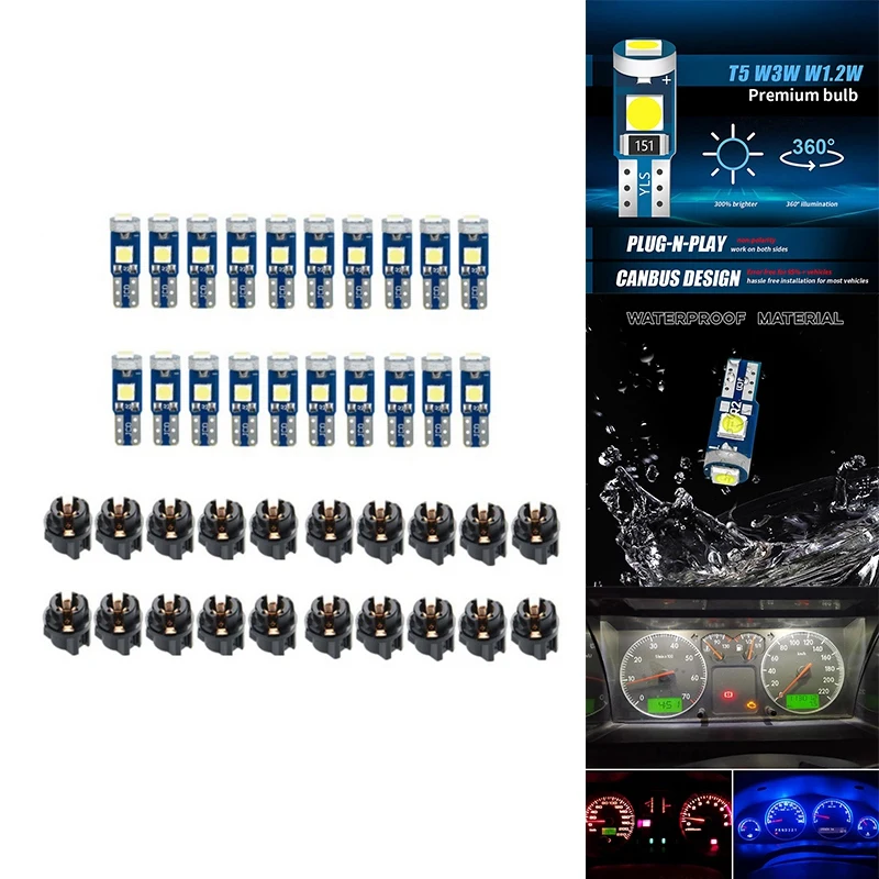 

20 шт., фонари для приборной панели автомобиля, 3030-3SMD