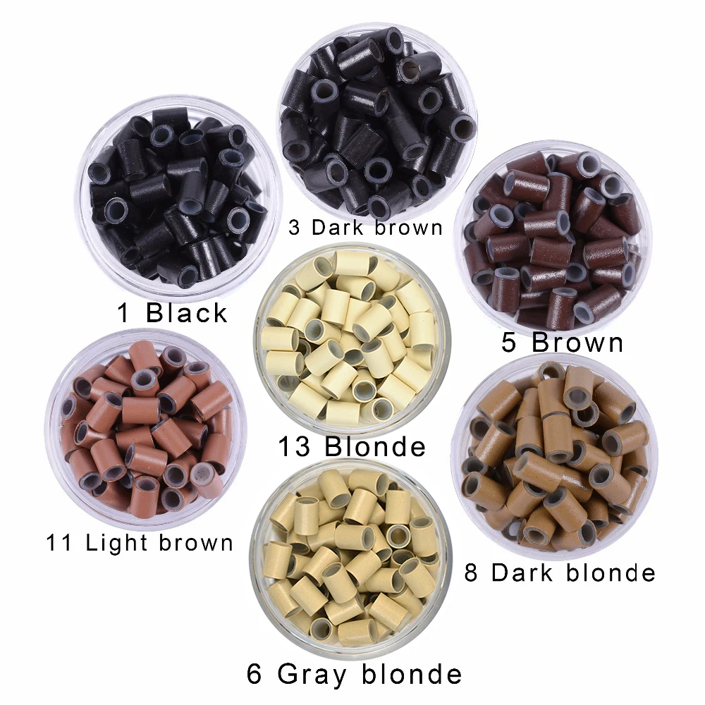 

500 шт/бутылка 4,5 мм подкладка Силиконовые медные трубки микрозвенья петли кольца волосы бусы для наращивания человеческих волос косички инструменты