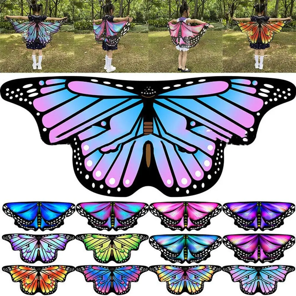 Colorful Polyester Butterfly Wings Cape for Girls