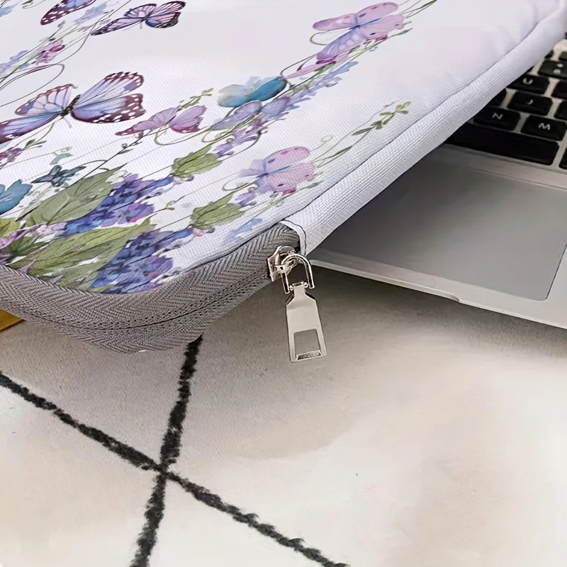One piece set, two styles, purple butterfly pattern laptop bag and briefcase, suitable for 14 inch laptops