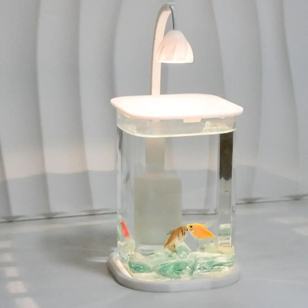 [Free Ornaments] Mini Desktop Fish Tank Creative Ornaments Office Healing Internet Celebrity Small Ecological Landscape Glass Fi