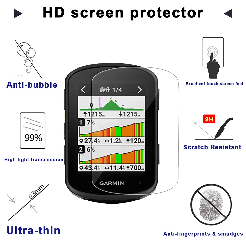 Solar Protective Case Cover + 3 PCS Glass Film Set for Bike GPS Silicone Shell Protector