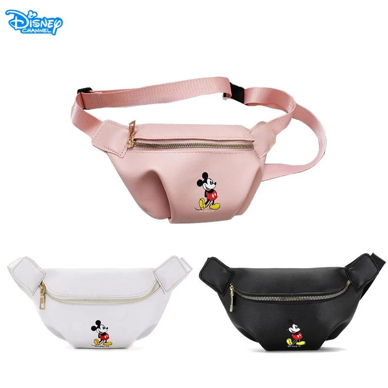 Disney riñonera con estampado de Mickey Mouse para mujer, bolso de con estampado de Mickey Mouse para niño, bolso de plátano, bolso de pecho de Pu con dibujos animados| | - AliExpress