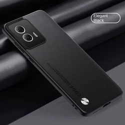 Soft Vegan Leather Grain Protective Back Cover Case - Premium Phone Shell for Moto G54 (Black)
