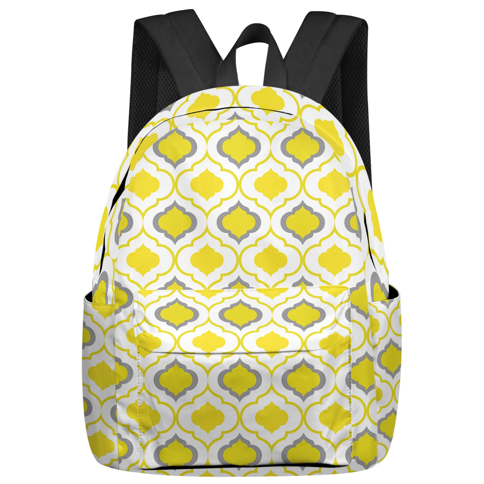 

Yellow Grey White Moroccan Geometric Backpack Teenagers Student School Bags Laptop Bag Women's Casual Travel Backpack