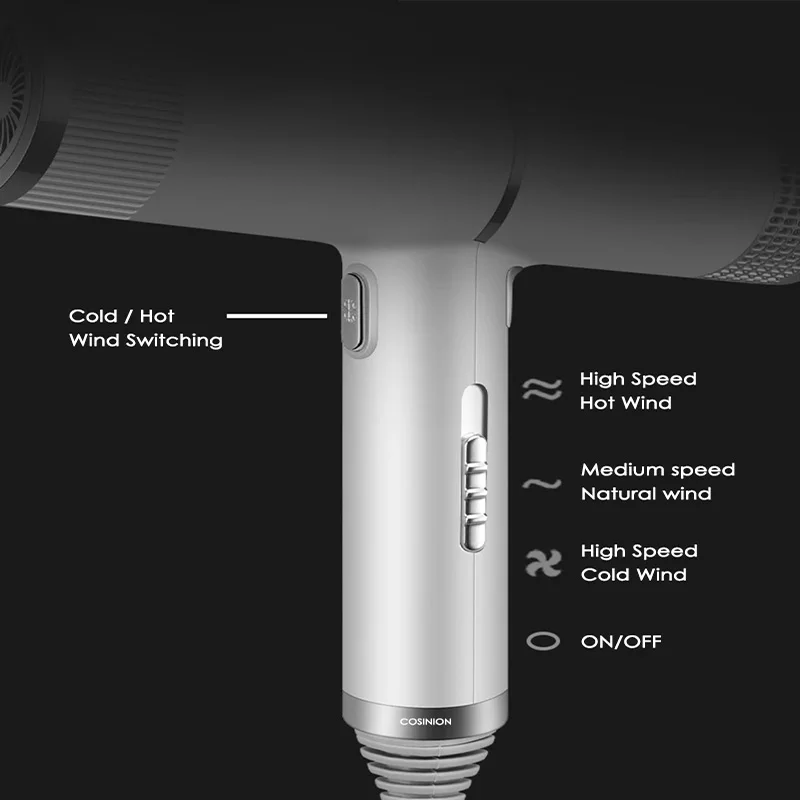Low noise cold and hot negative ion hair dryer Intelligent temperature adjustable quick drying leafless hair dryer hair dryer